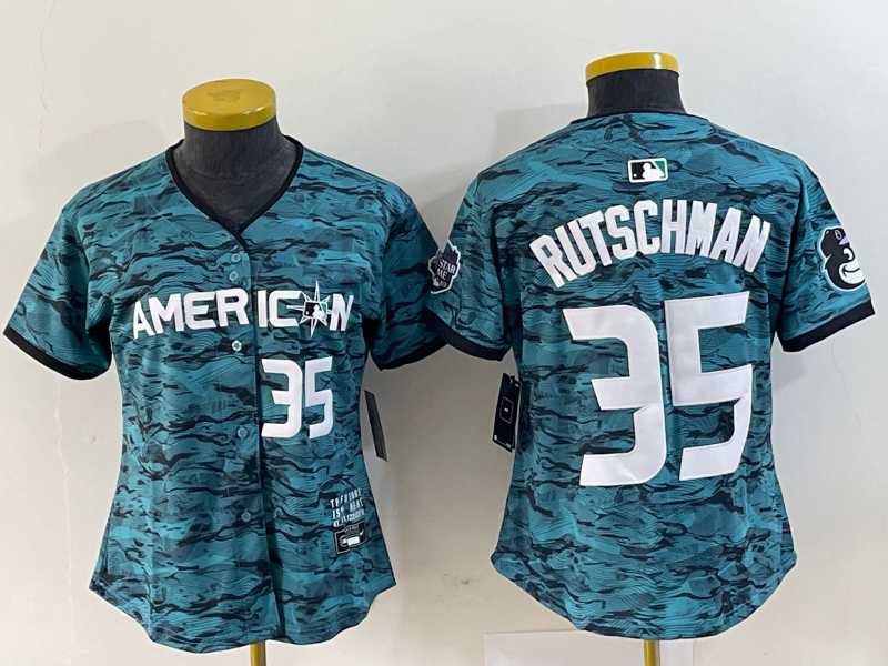 Womens Baltimore Orioles #35 Adley Rutschman Teal 2023 All Star Cool Base Stitched Baseball Jersey